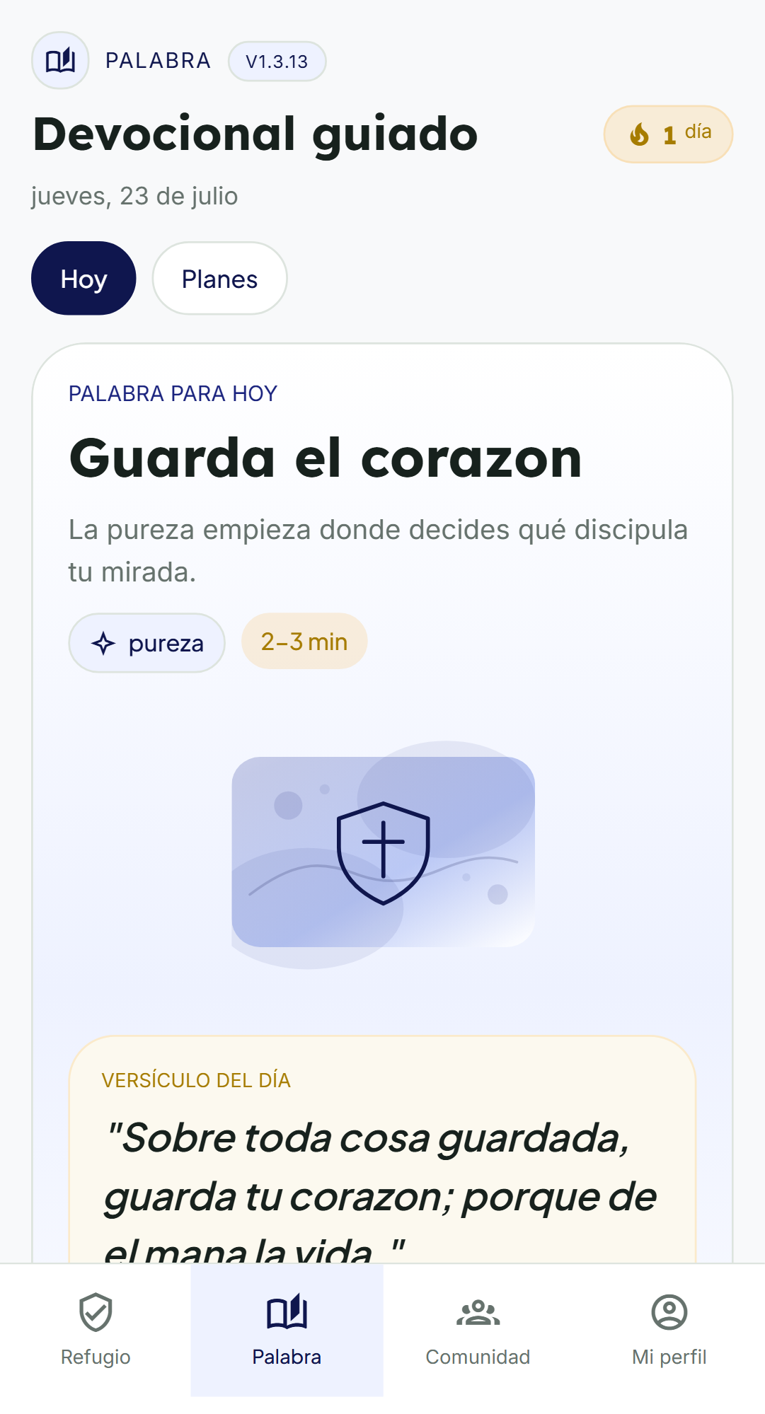 Pantalla real de Palabra