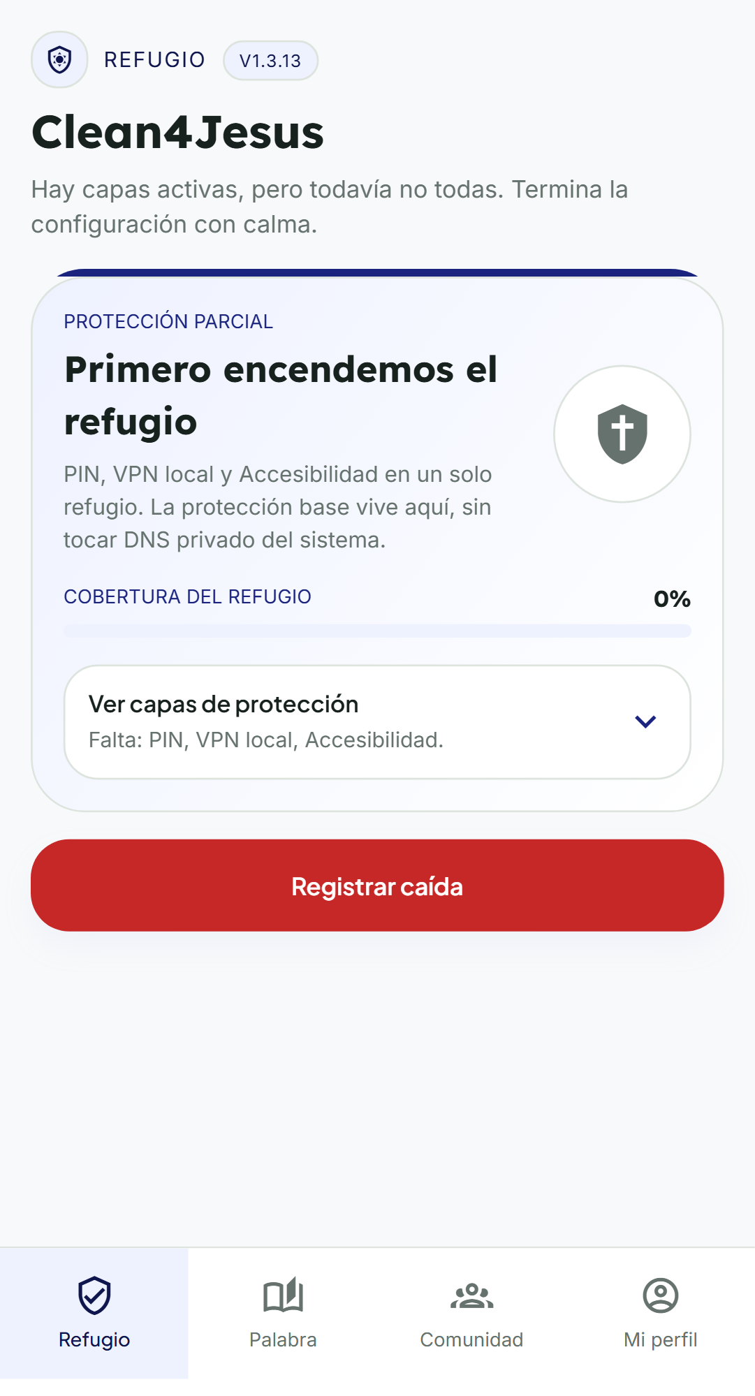Captura real de la pantalla Refugio de Clean4Jesus